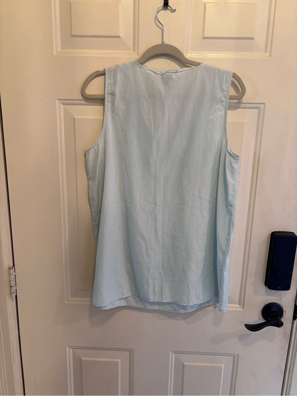 J. Jill Light Blue Sleeveless V-Neck Smocked Yoke Top - Picture 3 of 4